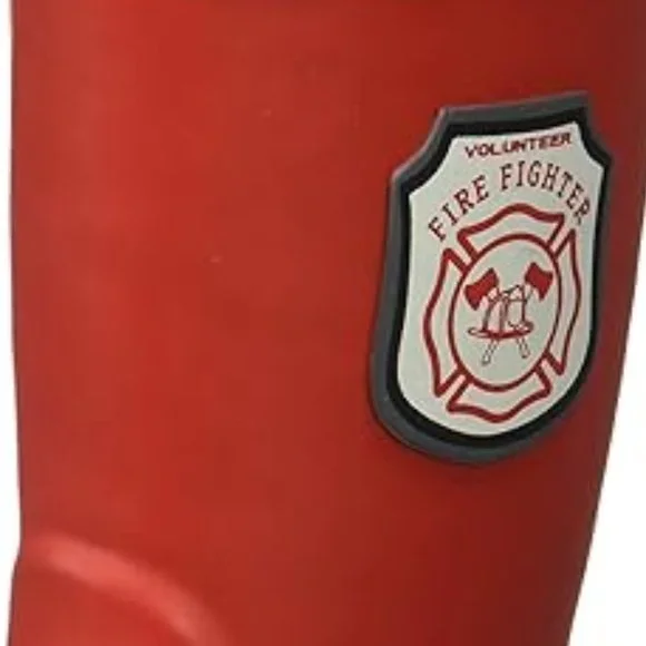 Carter's Toddler Boy Rain Boot Kids FIRE FIGHTER Rainboot Pull-On Handle Red 5,6 - Picture 5 of 6
